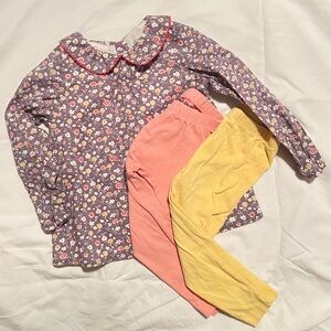 Floral Peter Pan collar tunic dress and leggings